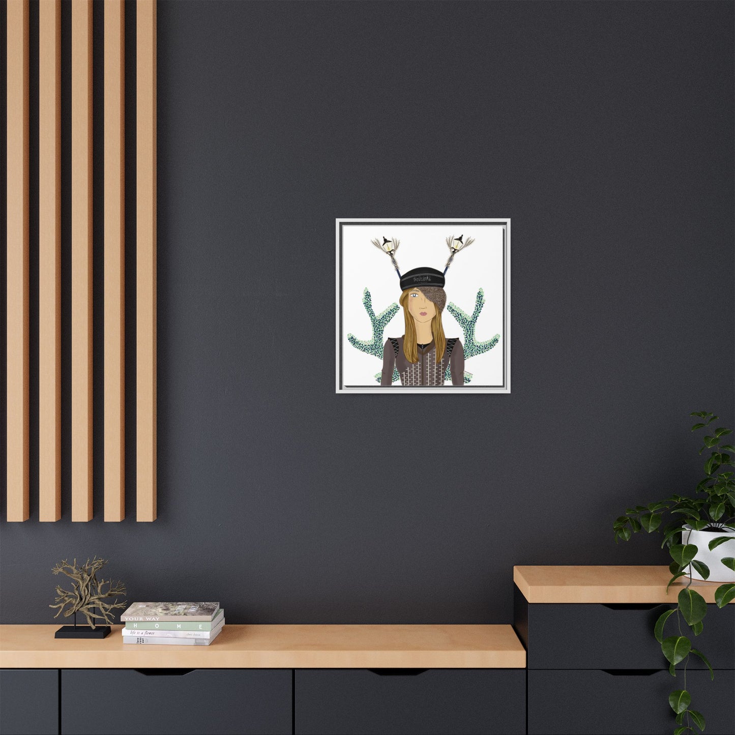 No.33 Girl with the Street Light Lampposts Framed Canvas Art Print