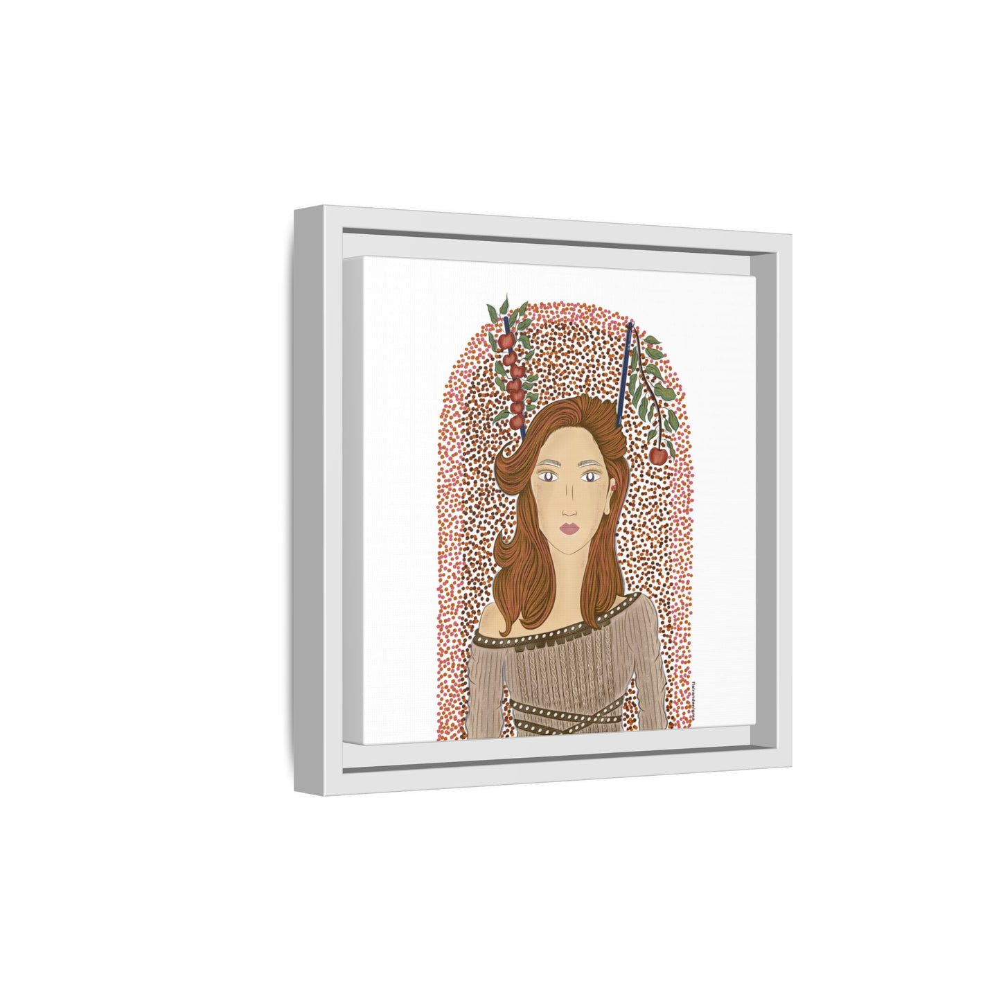 No.44 Girl with the Autumn Apples Framed Canvas Art Print