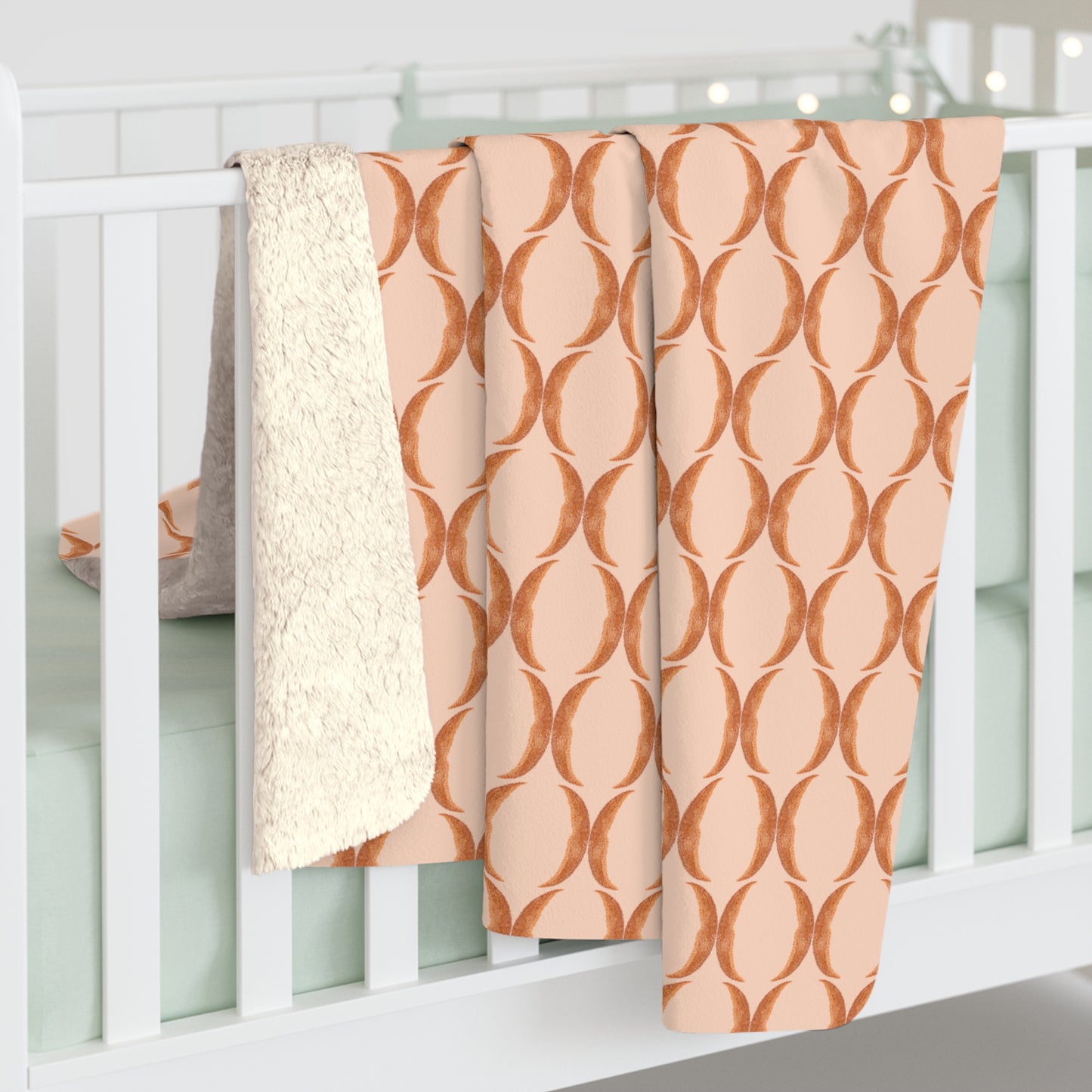 Orange Crescent Moon Sherpa Blanket