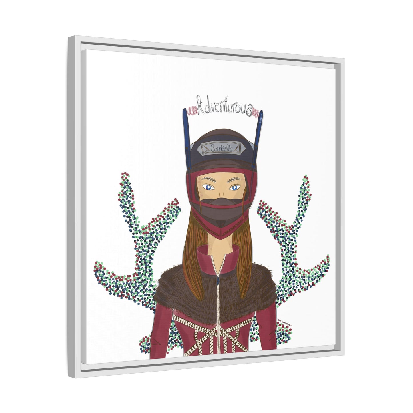 No.21 Girl with the Adventurous Helmet Framed Canvas Art Print