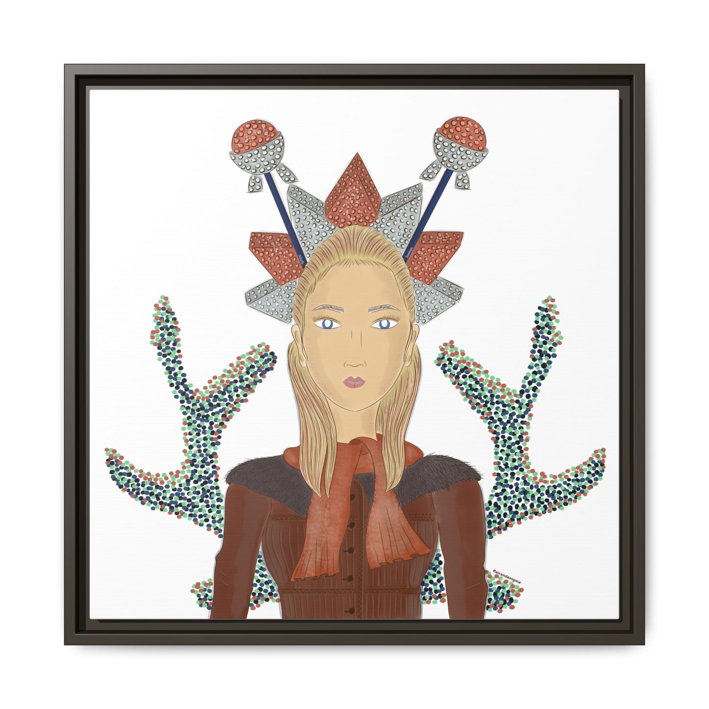 No.30 Girl with the Bling Sculpture Framed Canvas Art Print