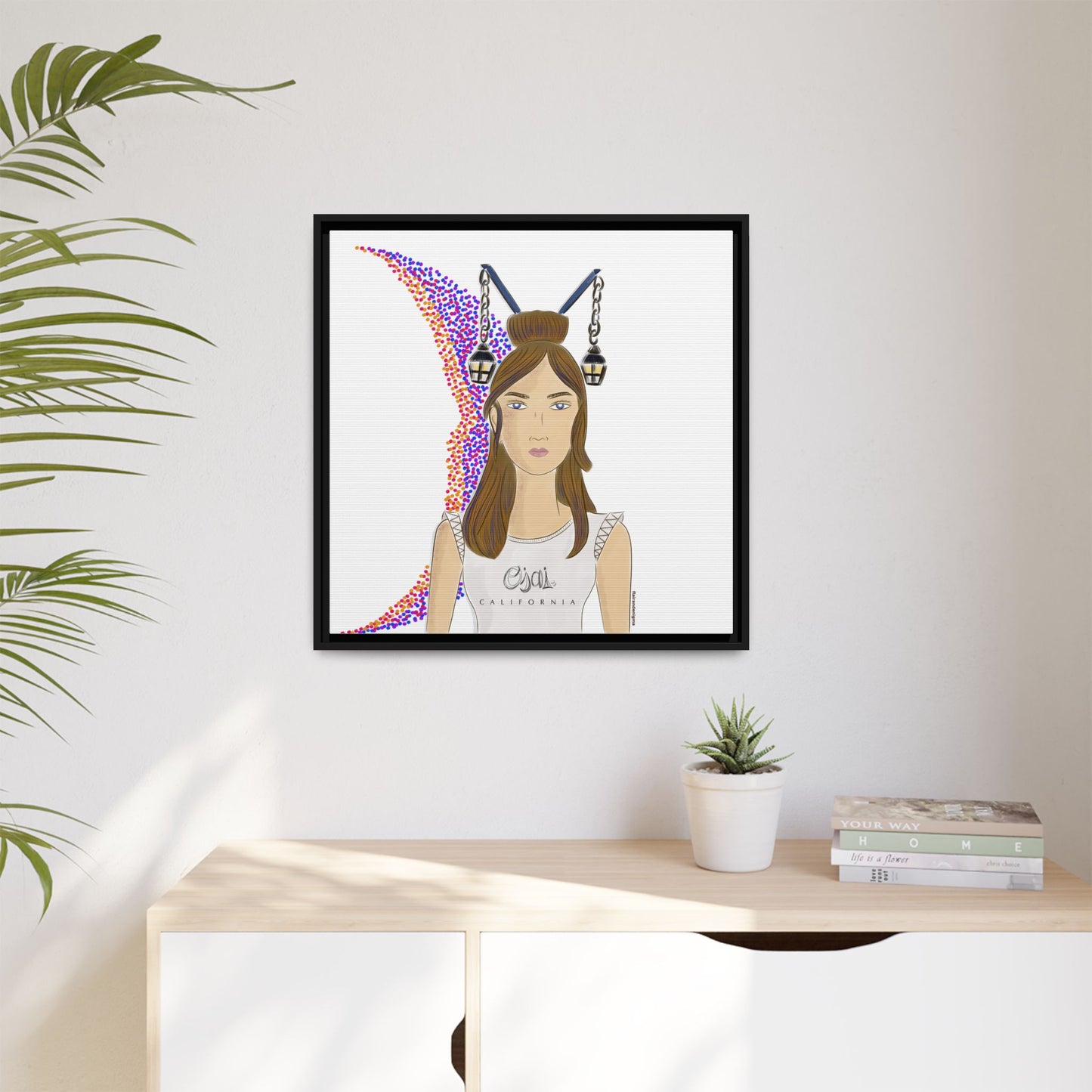 No.1 Girl with the Lanterns Framed Canvas Art Print