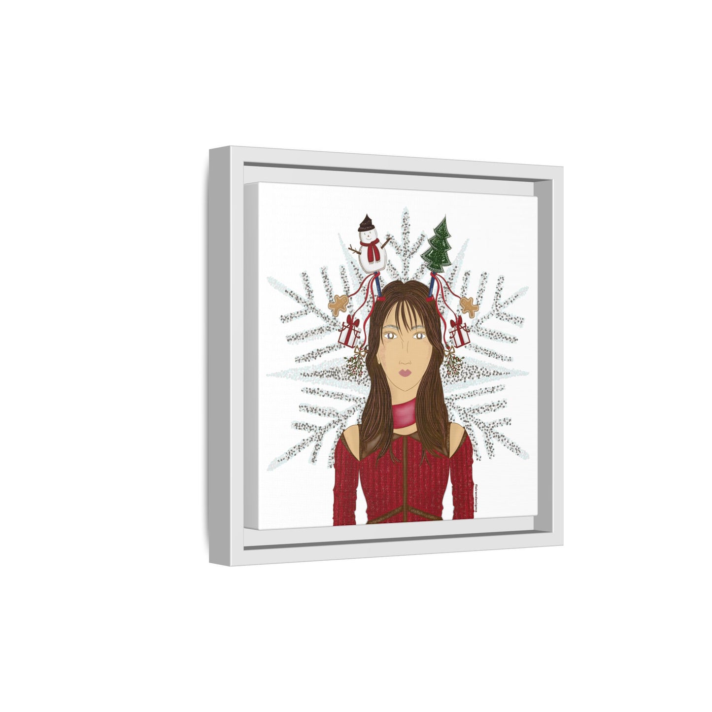 No.45 Girl with the Christmas Cheer Framed Canvas Art Print