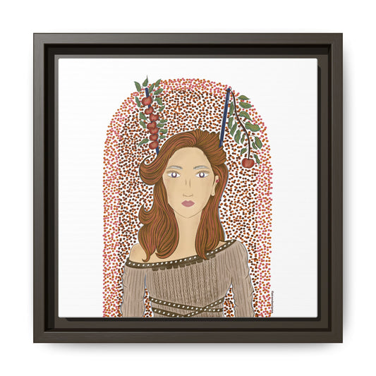 No.44 Girl with the Autumn Apples Framed Canvas Art Print