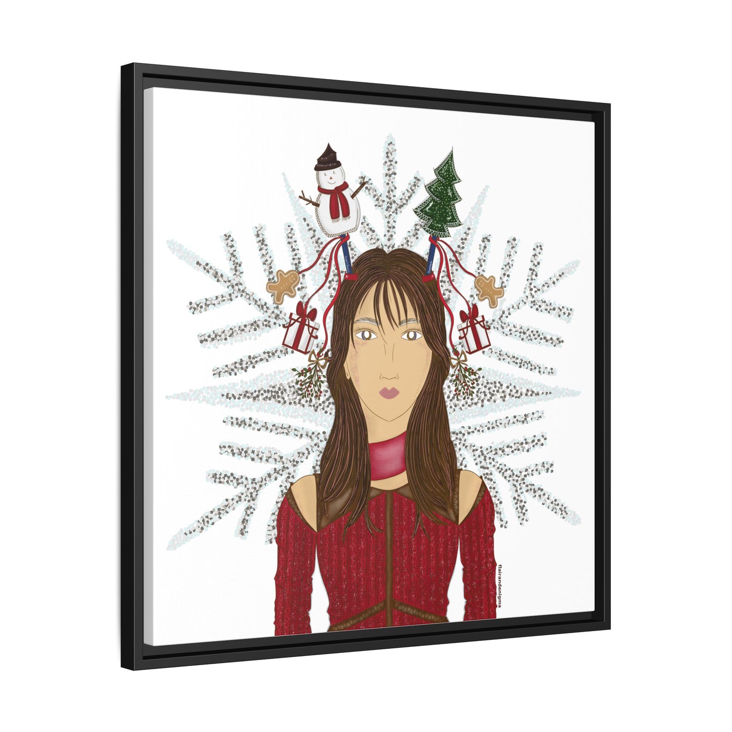 No.45 Girl with the Christmas Cheer Framed Canvas Art Print