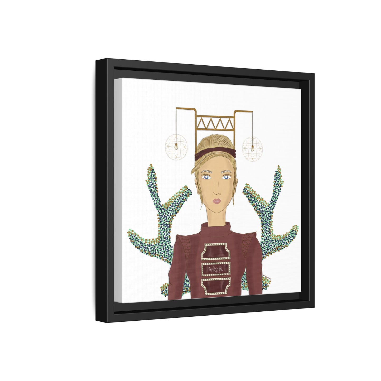 No.36 Girl with the Bar Lights Framed Canvas Art Print