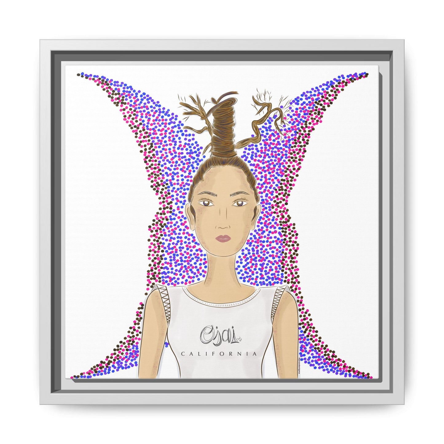 No.9 Girl with the Oak Tree Branches Framed Canvas Art Print