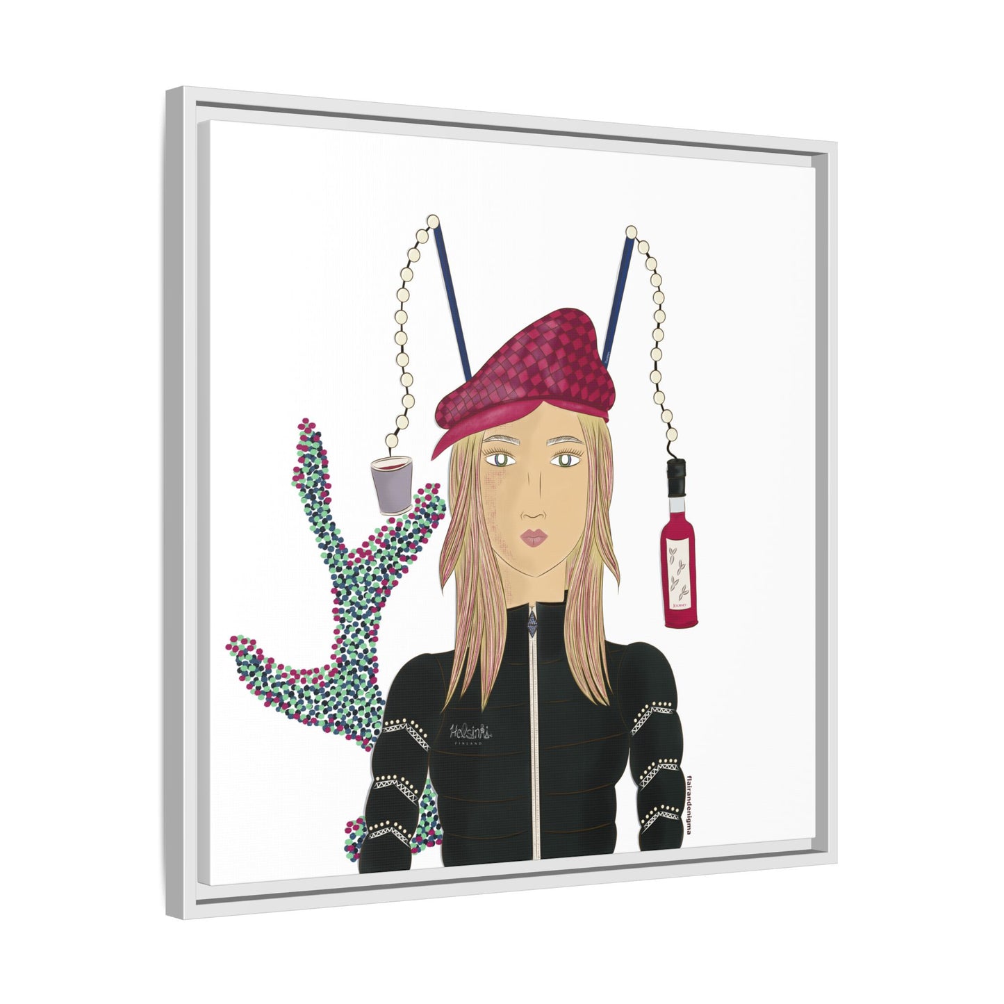 No.34 Girl with the Strawberry Mulled Wine Framed Canvas Art Print