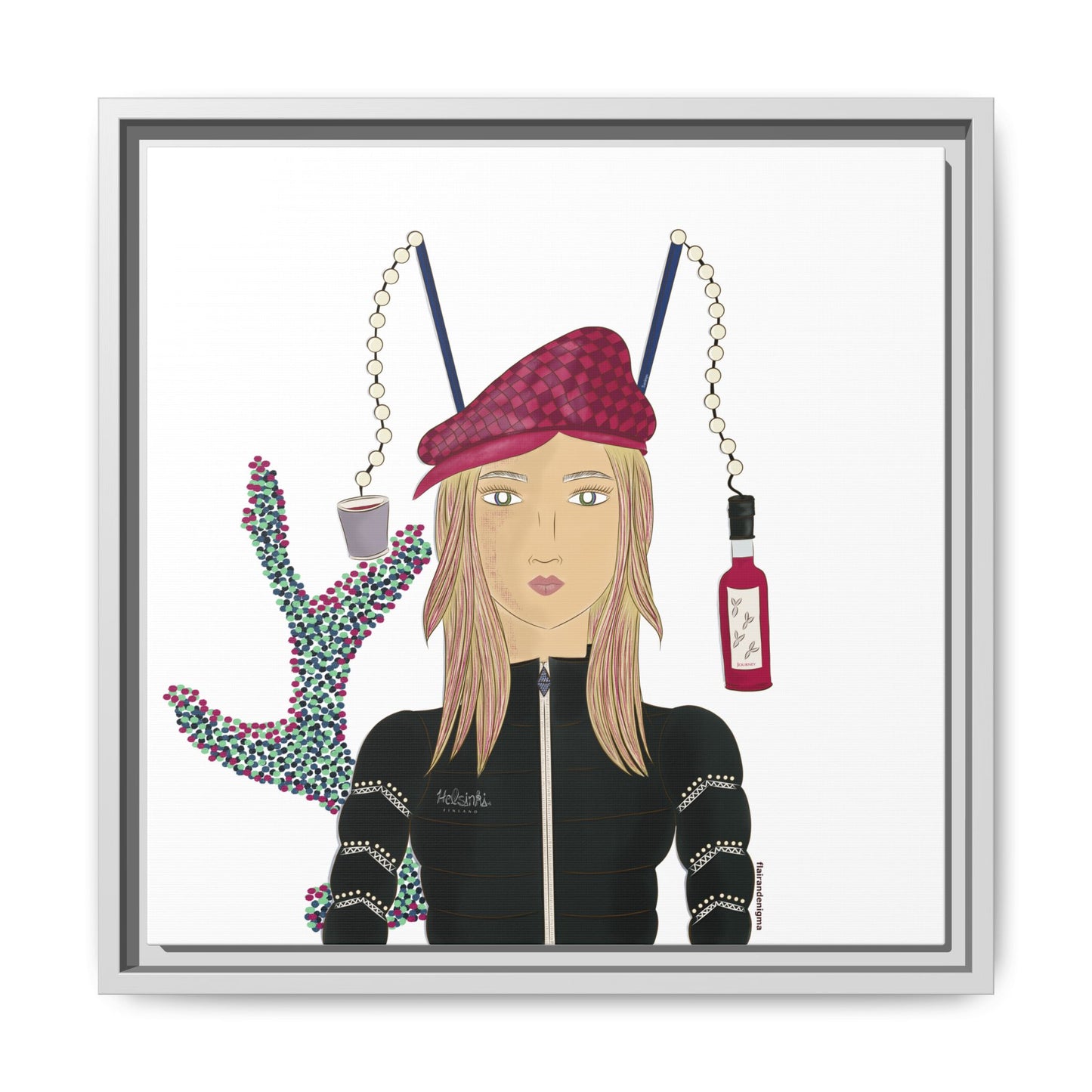 No.34 Girl with the Strawberry Mulled Wine Framed Canvas Art Print