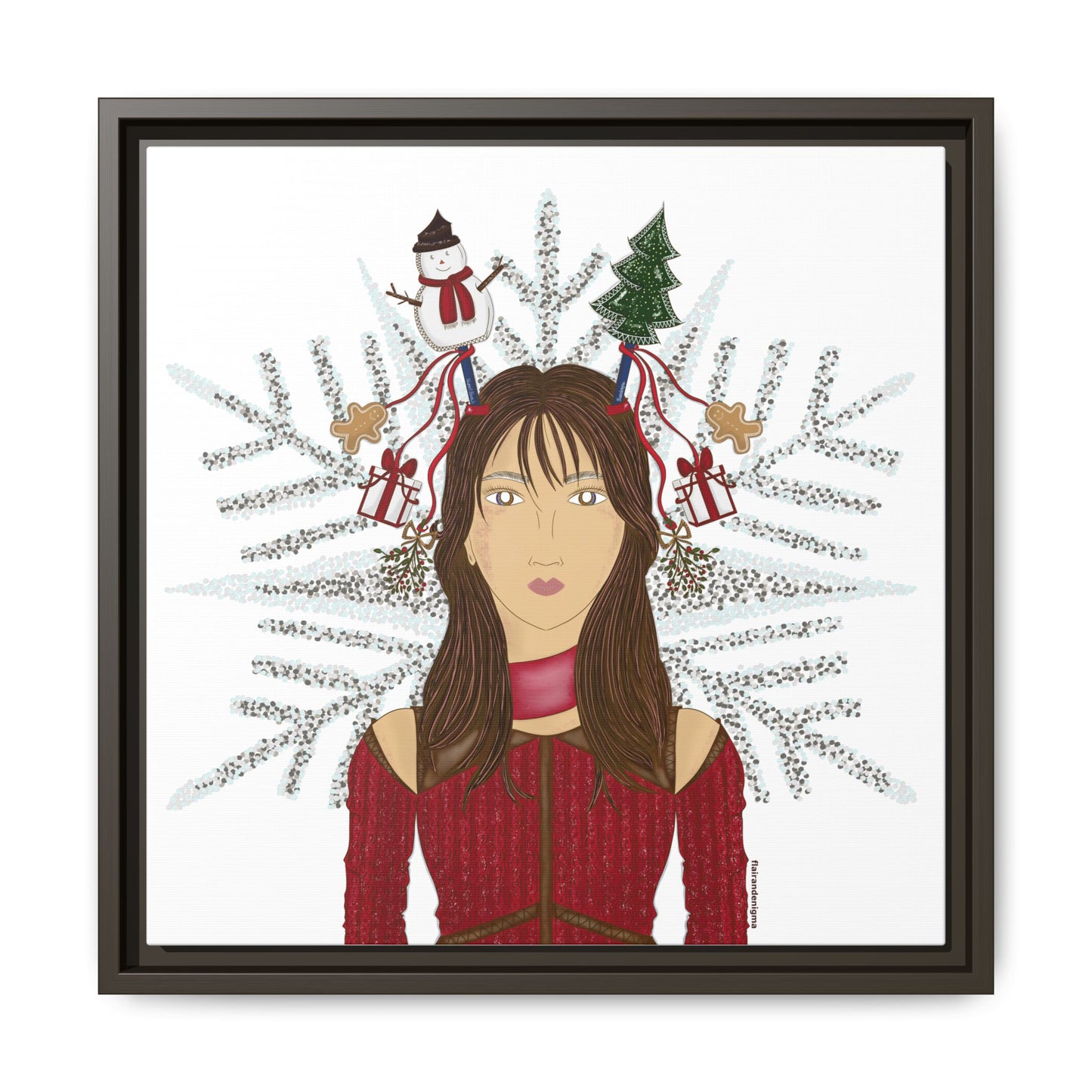 No.45 Girl with the Christmas Cheer Framed Canvas Art Print