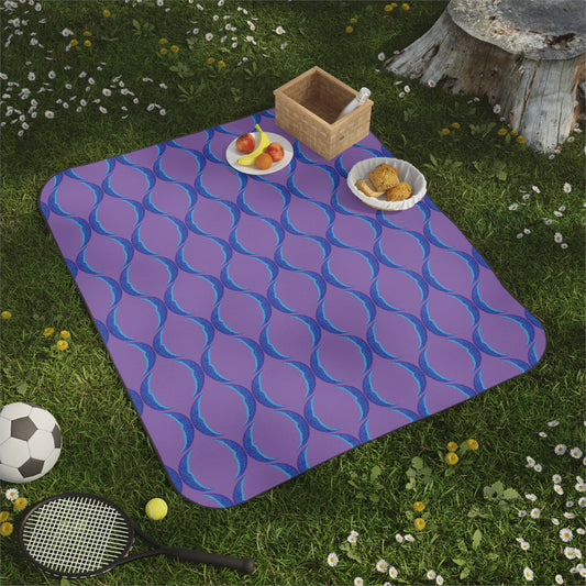 Blue Crescent Moon Picnic Blanket