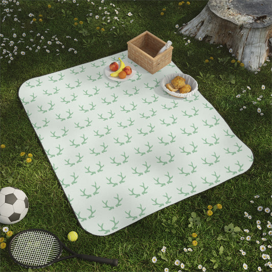 Green Antlers Picnic Blanket