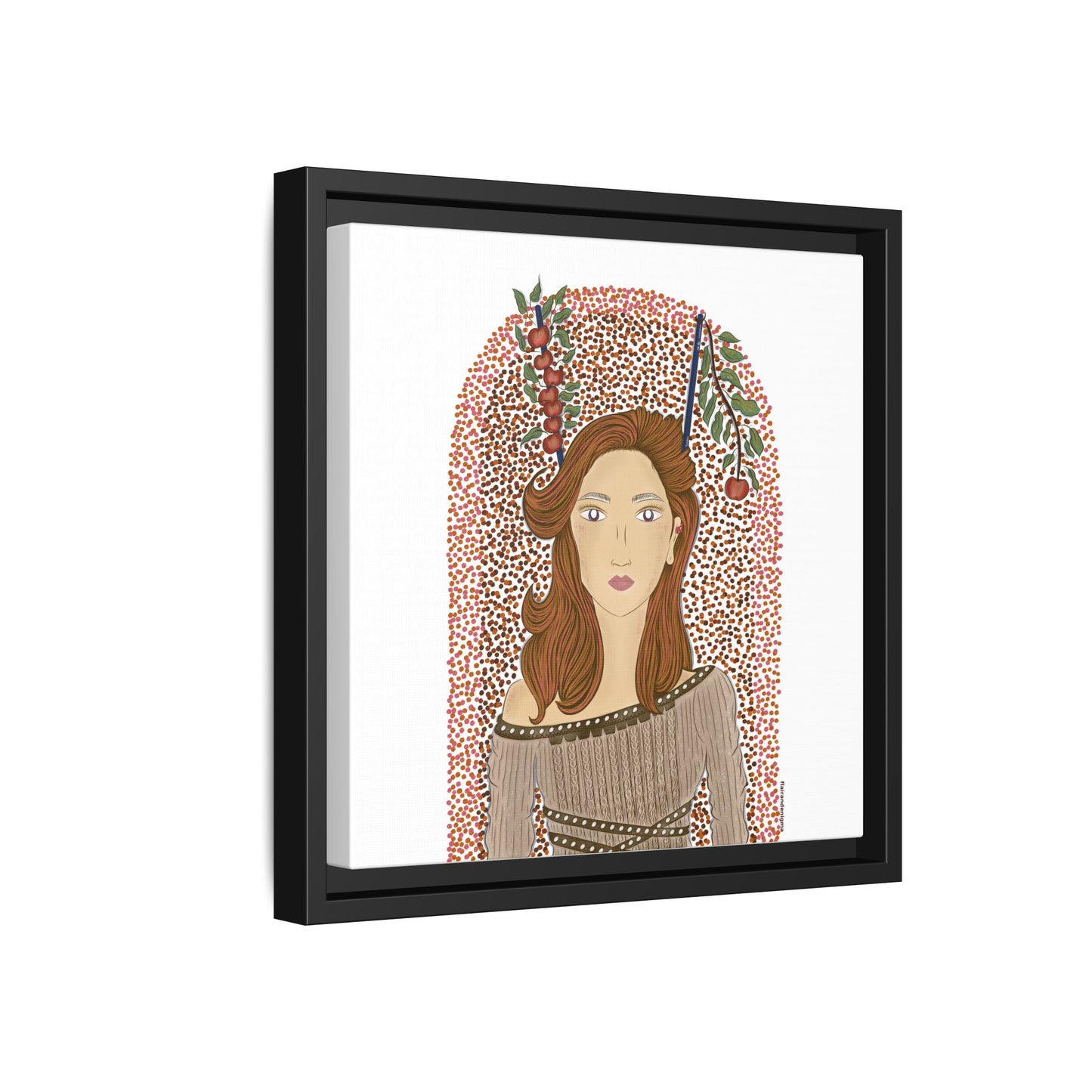 No.44 Girl with the Autumn Apples Framed Canvas Art Print