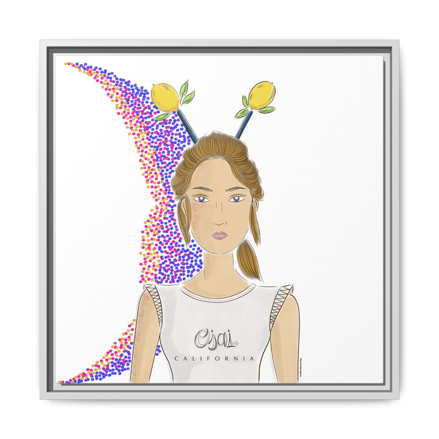No.7 Girl with the Lemons Framed Canvas Art Print