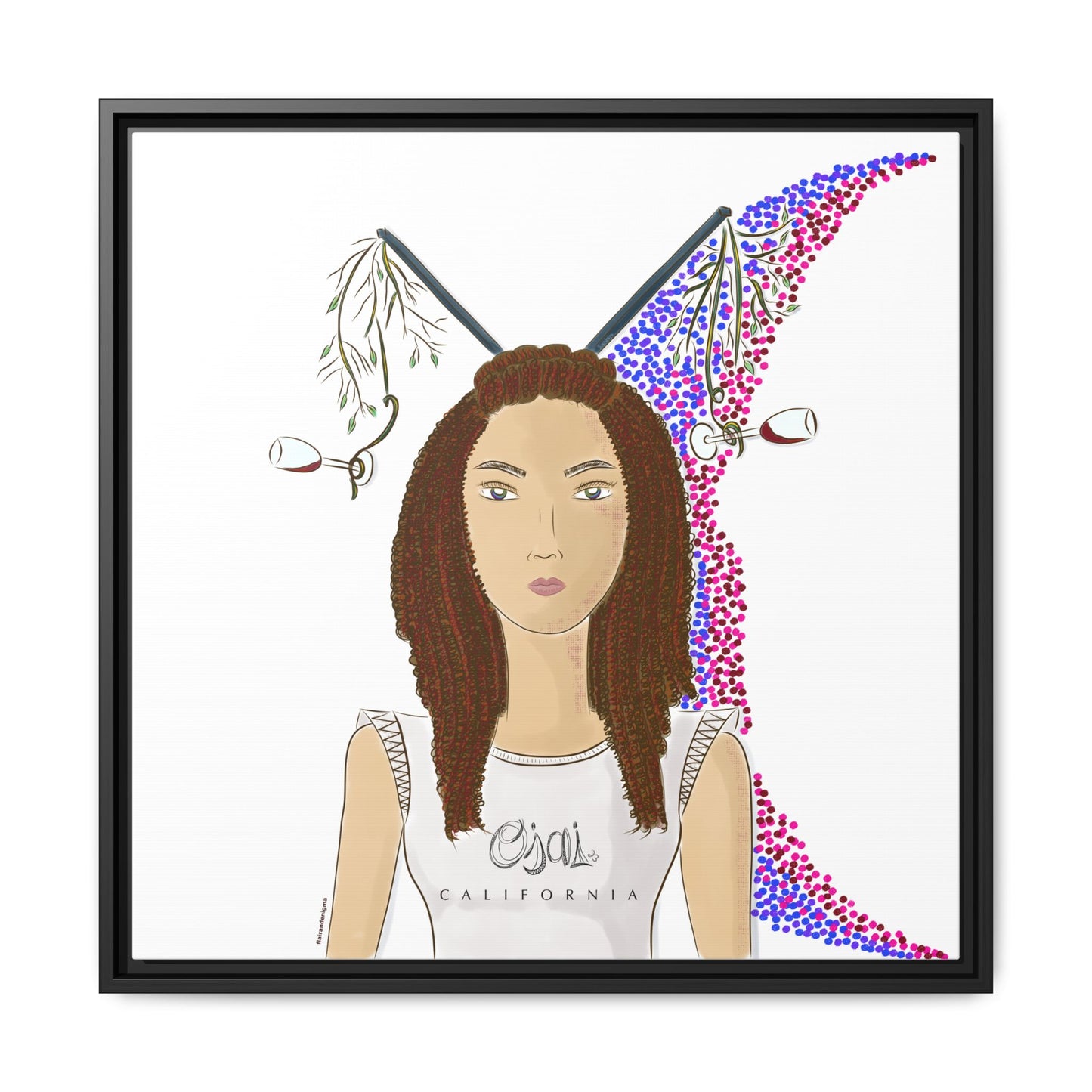 No.5 Girl with the Red Wine Glasses Framed Canvas Art Print