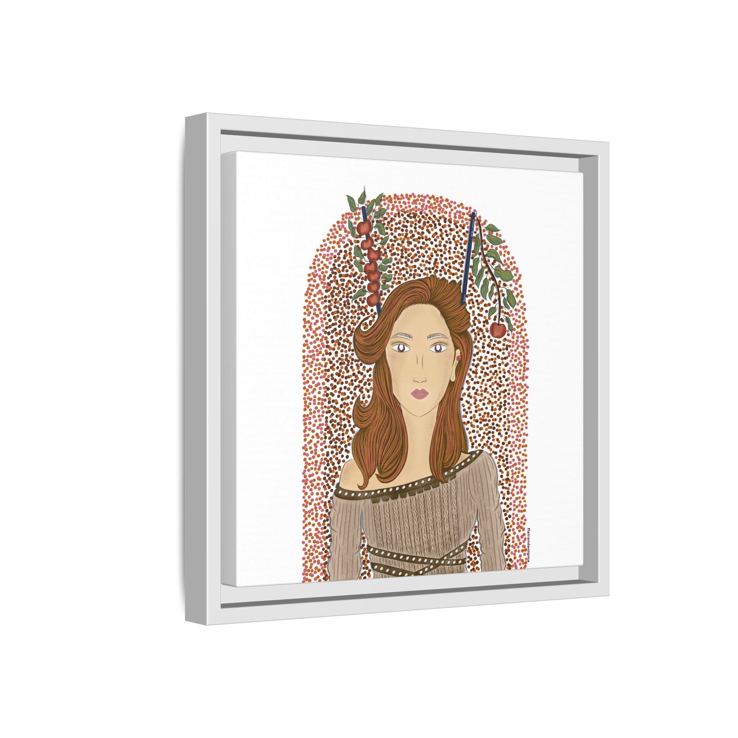 No.44 Girl with the Autumn Apples Framed Canvas Art Print