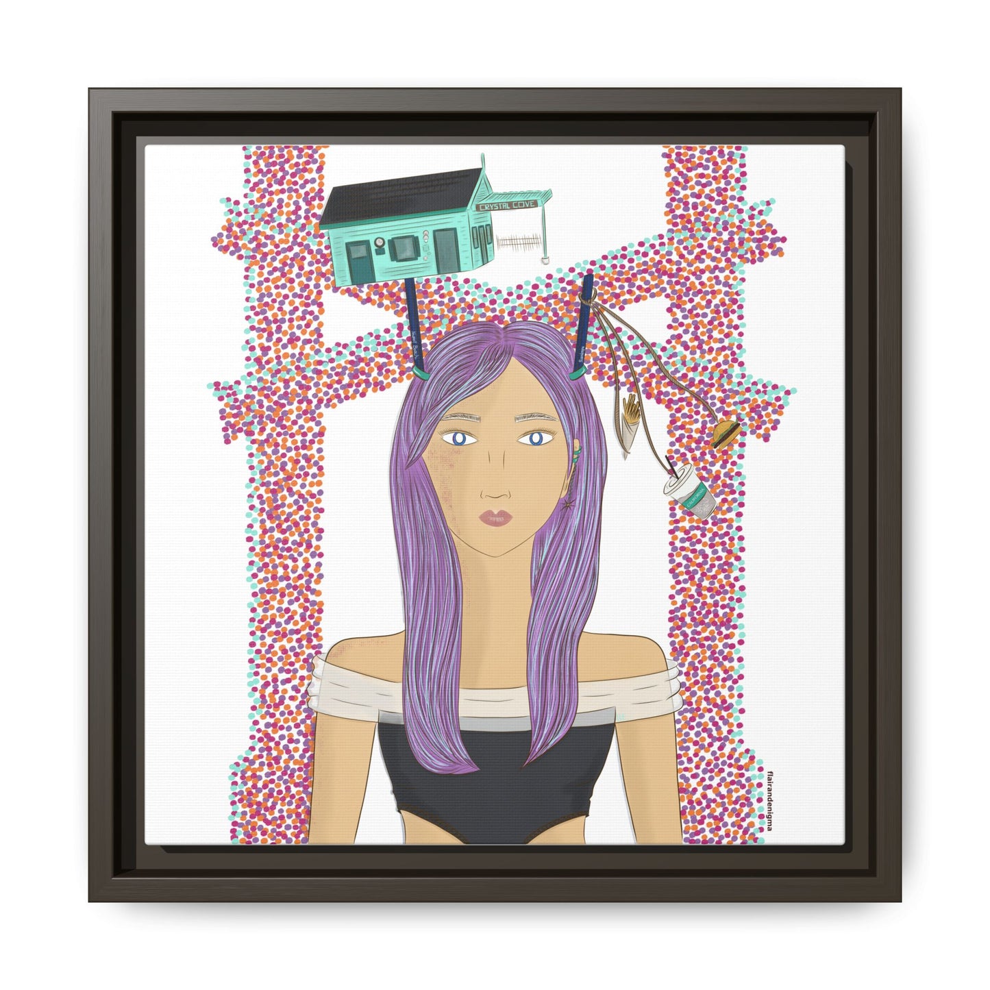 No.39 Girl with the Cove Cottage Framed Canvas Art Print