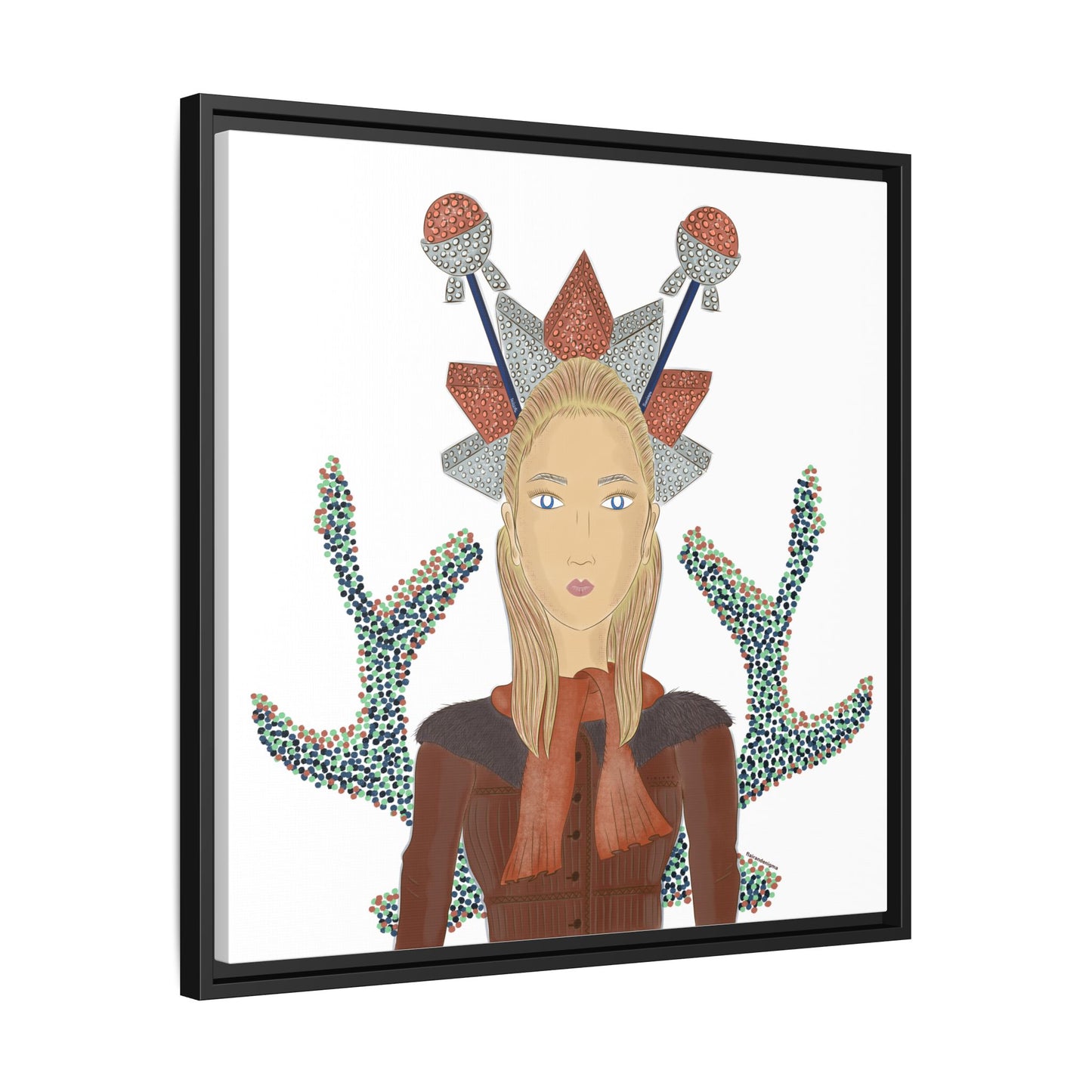 No.30 Girl with the Bling Sculpture Framed Canvas Art Print