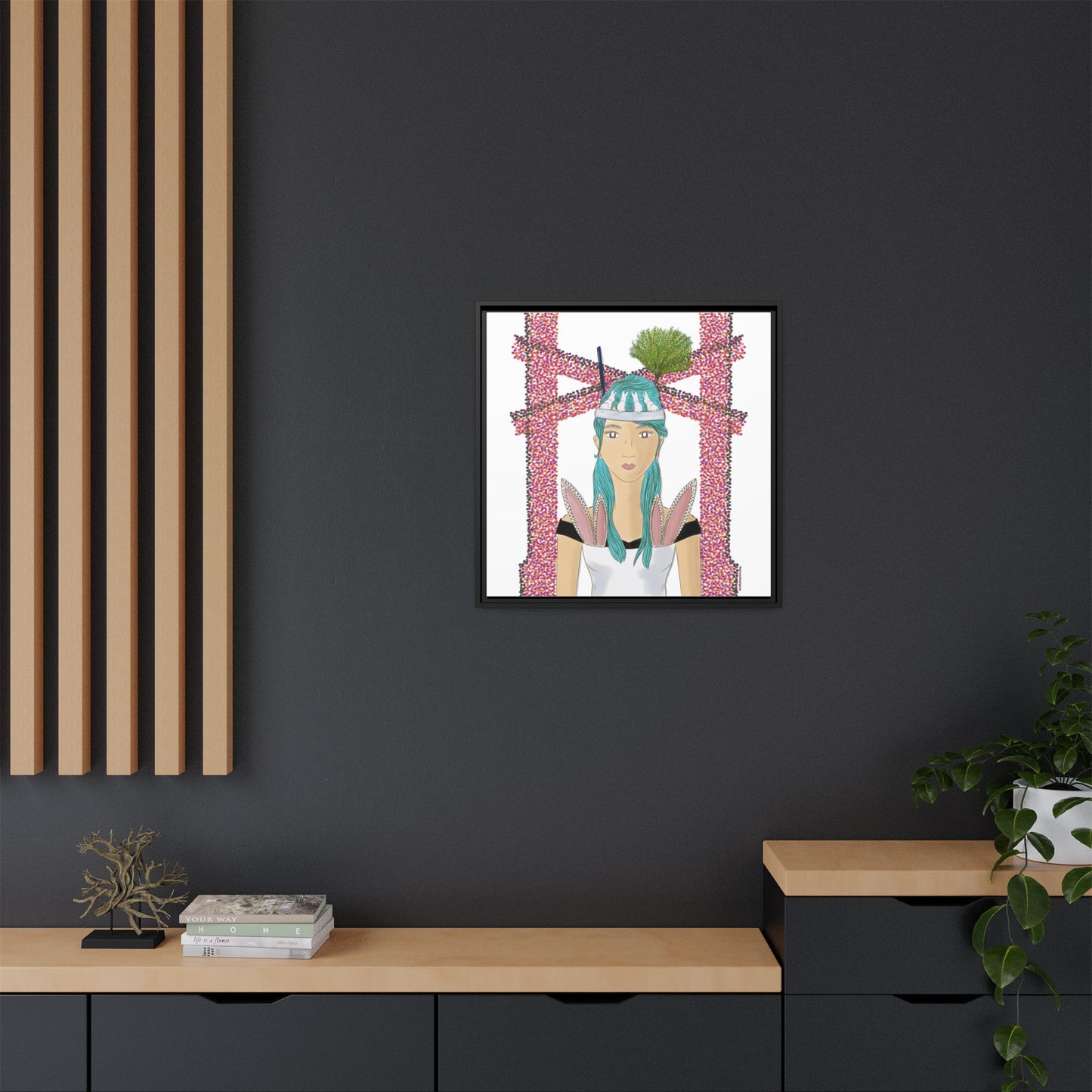 No.40 Girl with the Bunnies Framed Canvas Art Print