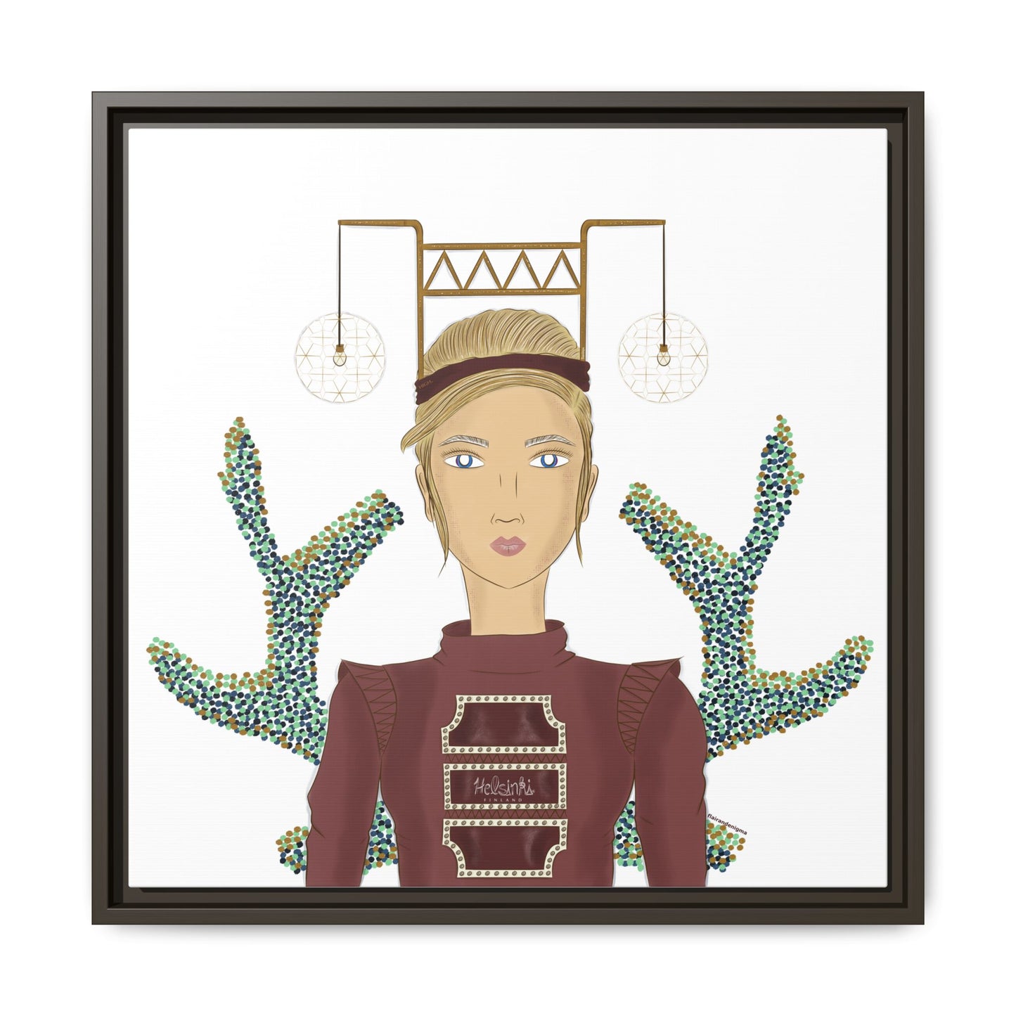 No.36 Girl with the Bar Lights Framed Canvas Art Print