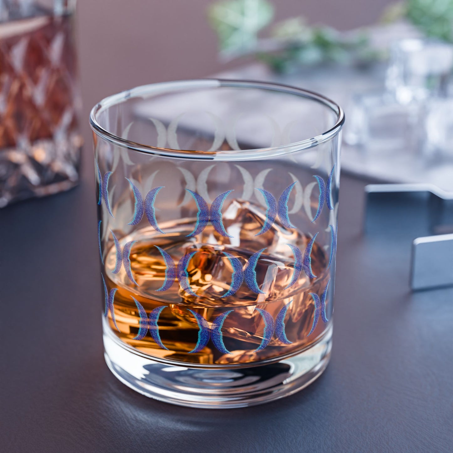 Blue Crescent Moon Drinking Glass