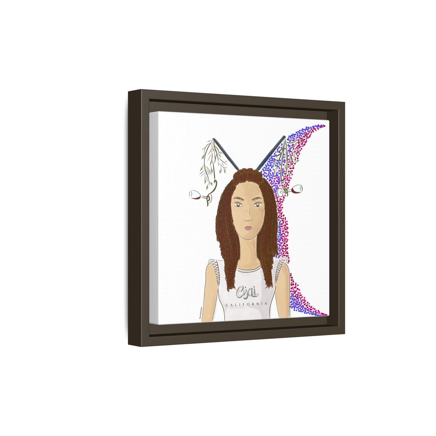 No.5 Girl with the Red Wine Glasses Framed Canvas Art Print