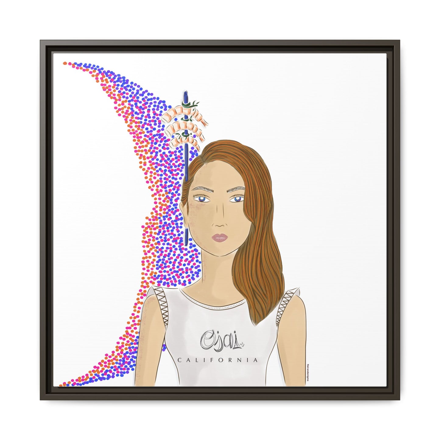 No.10 Girl with the Shrimps Framed Canvas Art Print