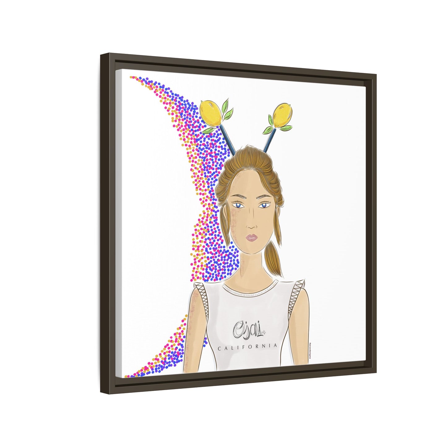 No.7 Girl with the Lemons Framed Canvas Art Print