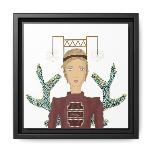 No.36 Girl with the Bar Lights Framed Canvas Art Print