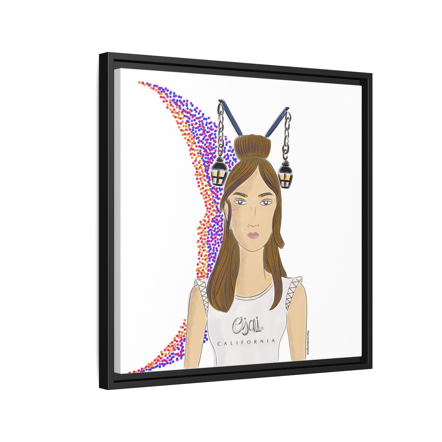 No.1 Girl with the Lanterns Framed Canvas Art Print