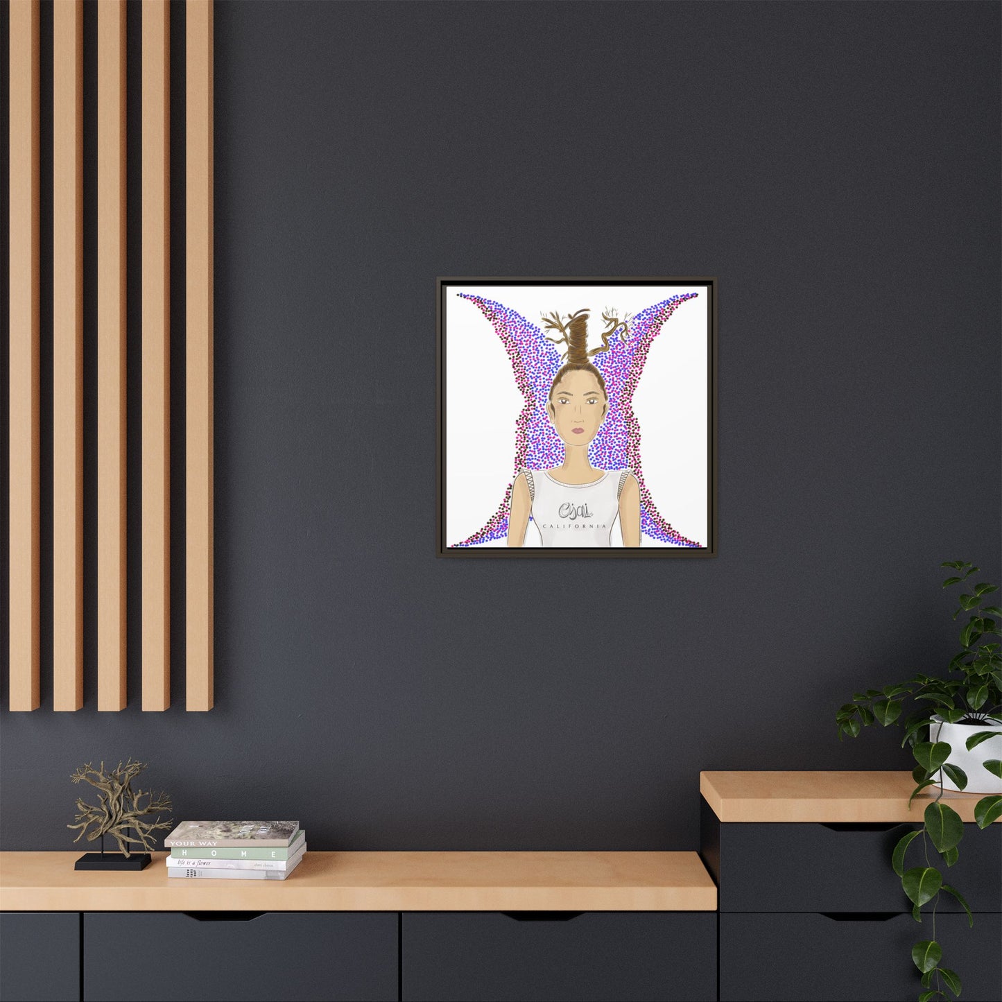 No.9 Girl with the Oak Tree Branches Framed Canvas Art Print