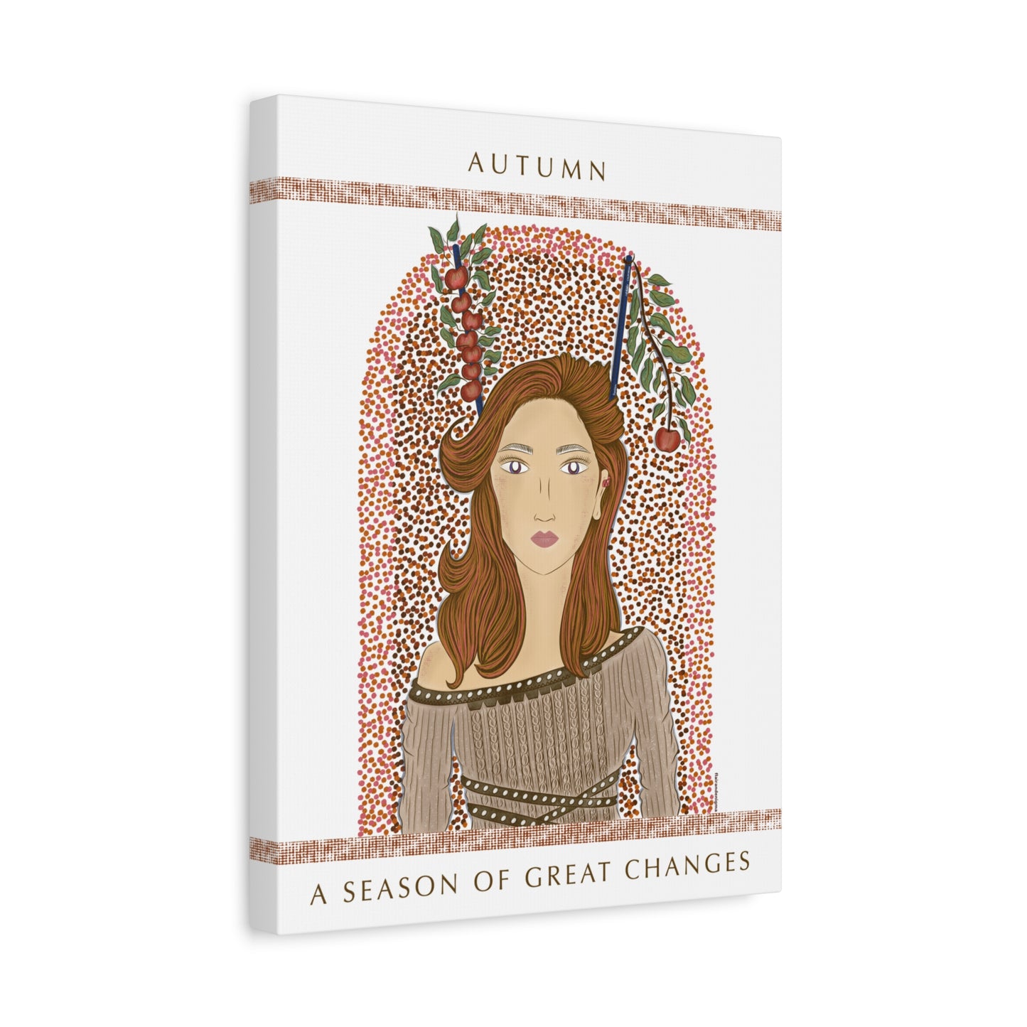 No.44 Girl with the Autumn Apples Canvas Art Print