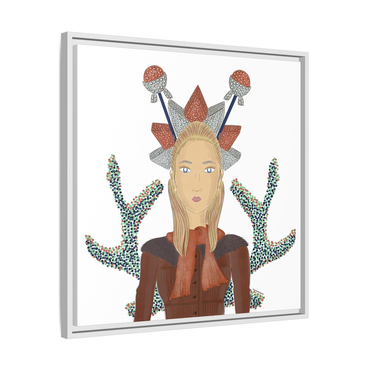 No.30 Girl with the Bling Sculpture Framed Canvas Art Print