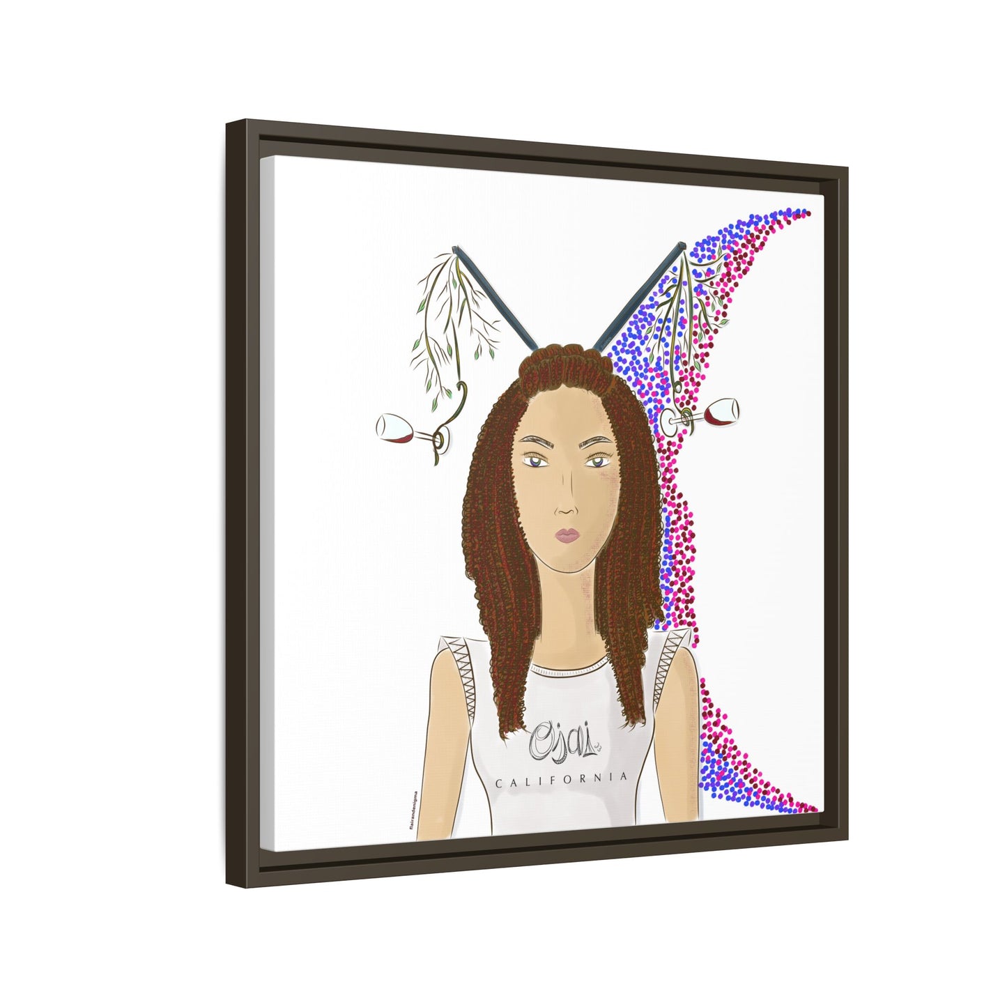 No.5 Girl with the Red Wine Glasses Framed Canvas Art Print