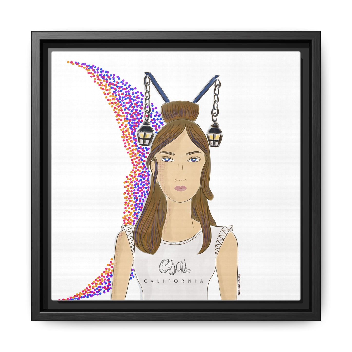 No.1 Girl with the Lanterns Framed Canvas Art Print