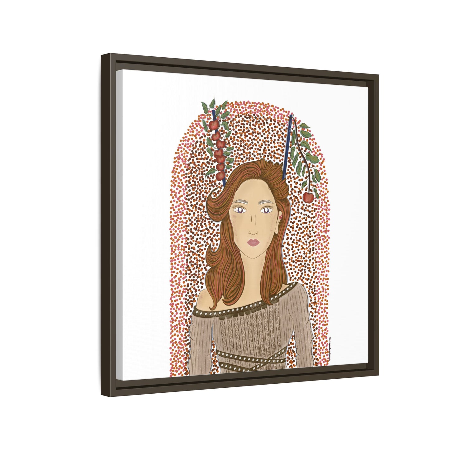 No.44 Girl with the Autumn Apples Framed Canvas Art Print