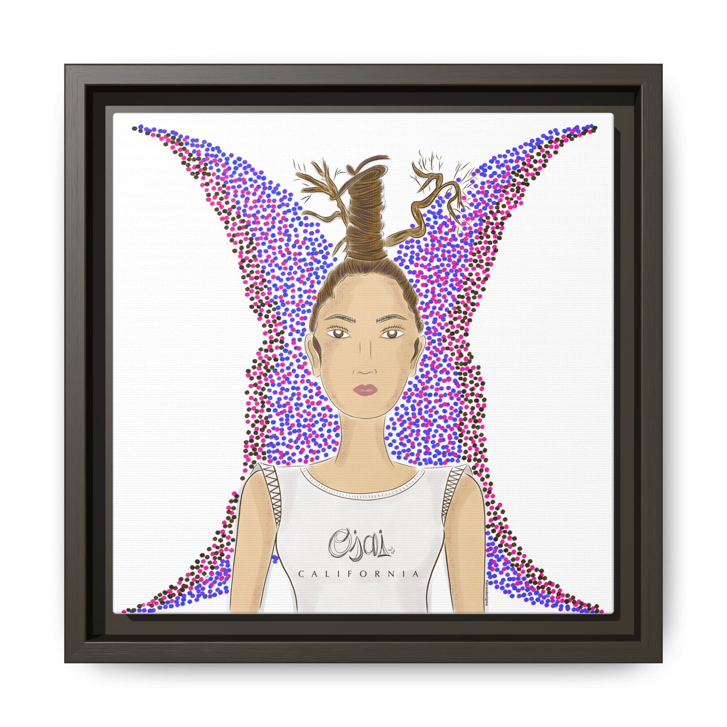 No.9 Girl with the Oak Tree Branches Framed Canvas Art Print