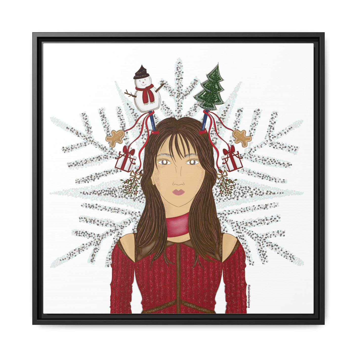 No.45 Girl with the Christmas Cheer Framed Canvas Art Print