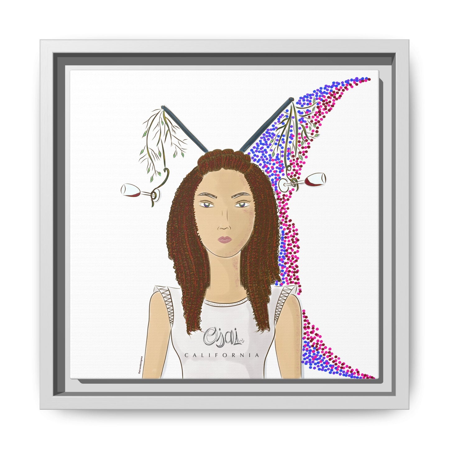 No.5 Girl with the Red Wine Glasses Framed Canvas Art Print