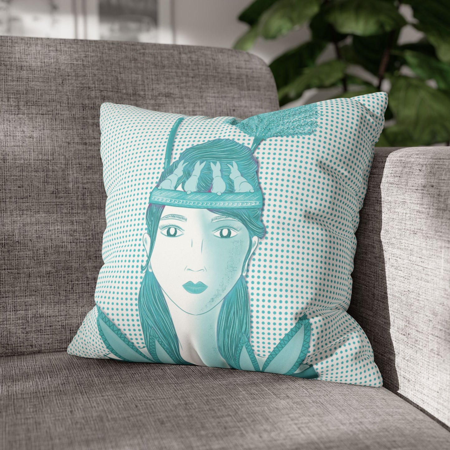 Bunnies Suede Square Pillow Cover