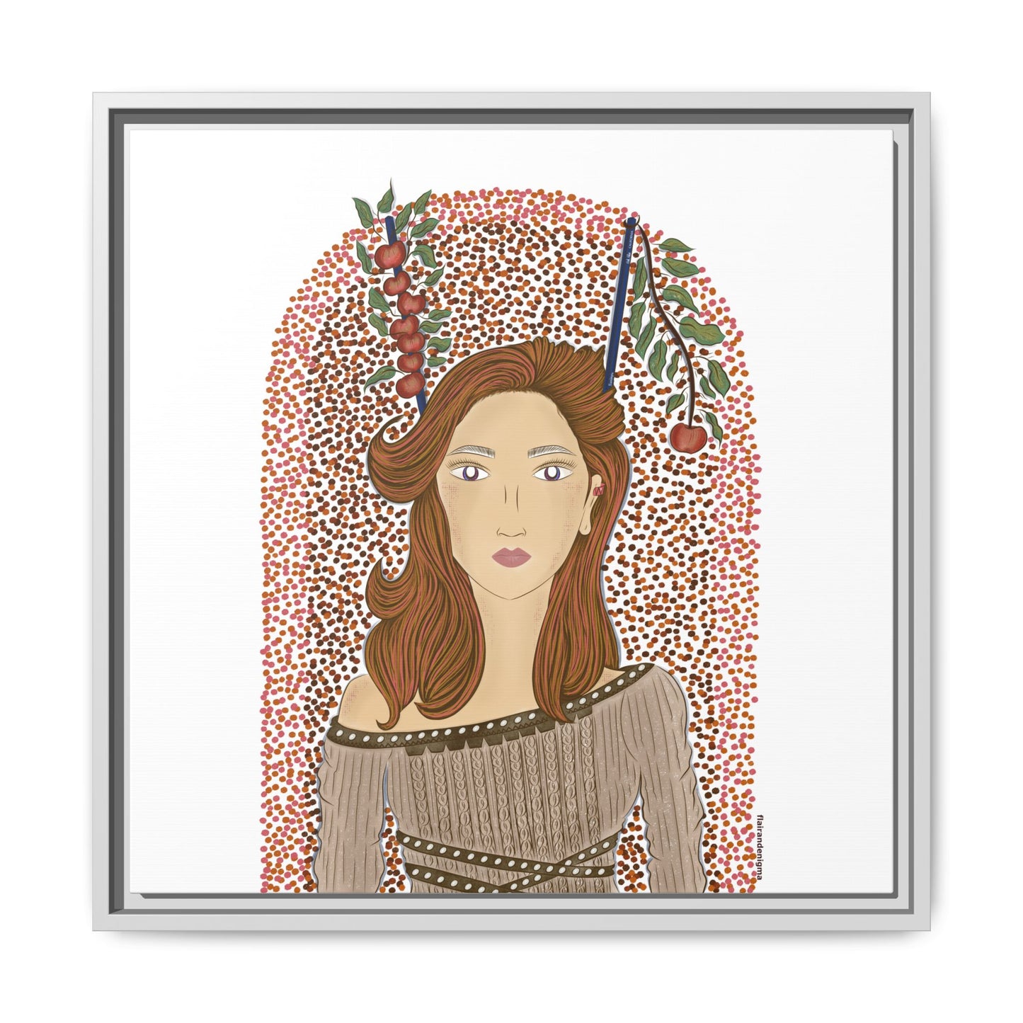 No.44 Girl with the Autumn Apples Framed Canvas Art Print
