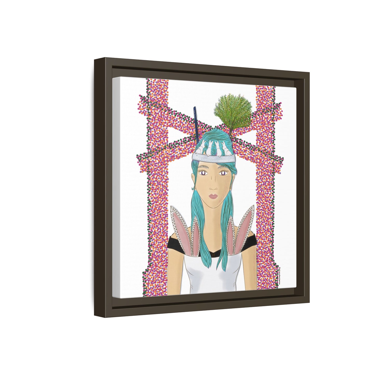 No.40 Girl with the Bunnies Framed Canvas Art Print