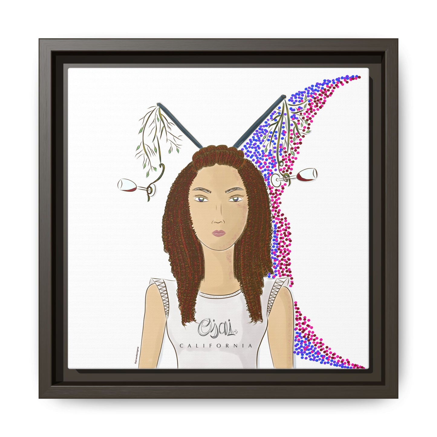 No.5 Girl with the Red Wine Glasses Framed Canvas Art Print