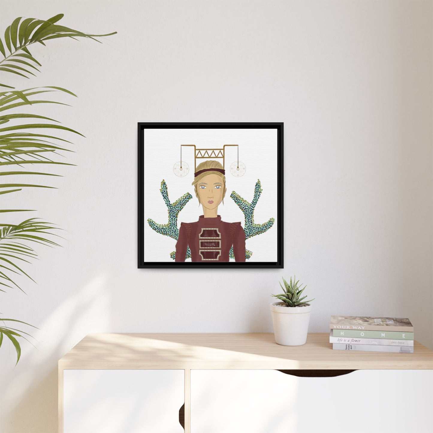 No.36 Girl with the Bar Lights Framed Canvas Art Print