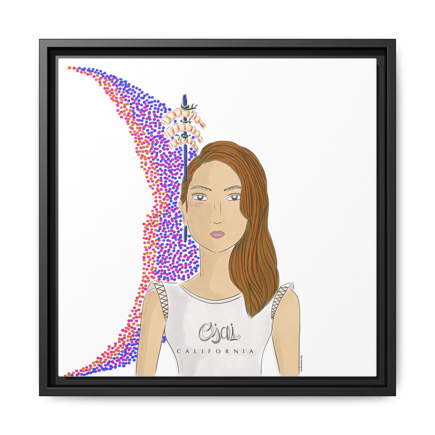 No.10 Girl with the Shrimps Framed Canvas Art Print