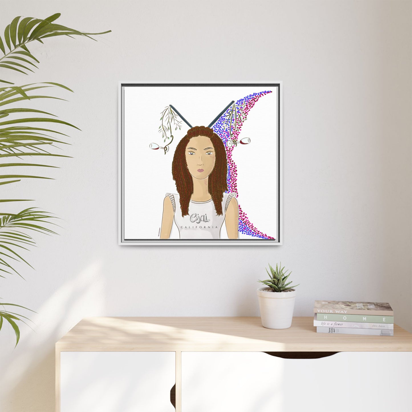 No.5 Girl with the Red Wine Glasses Framed Canvas Art Print