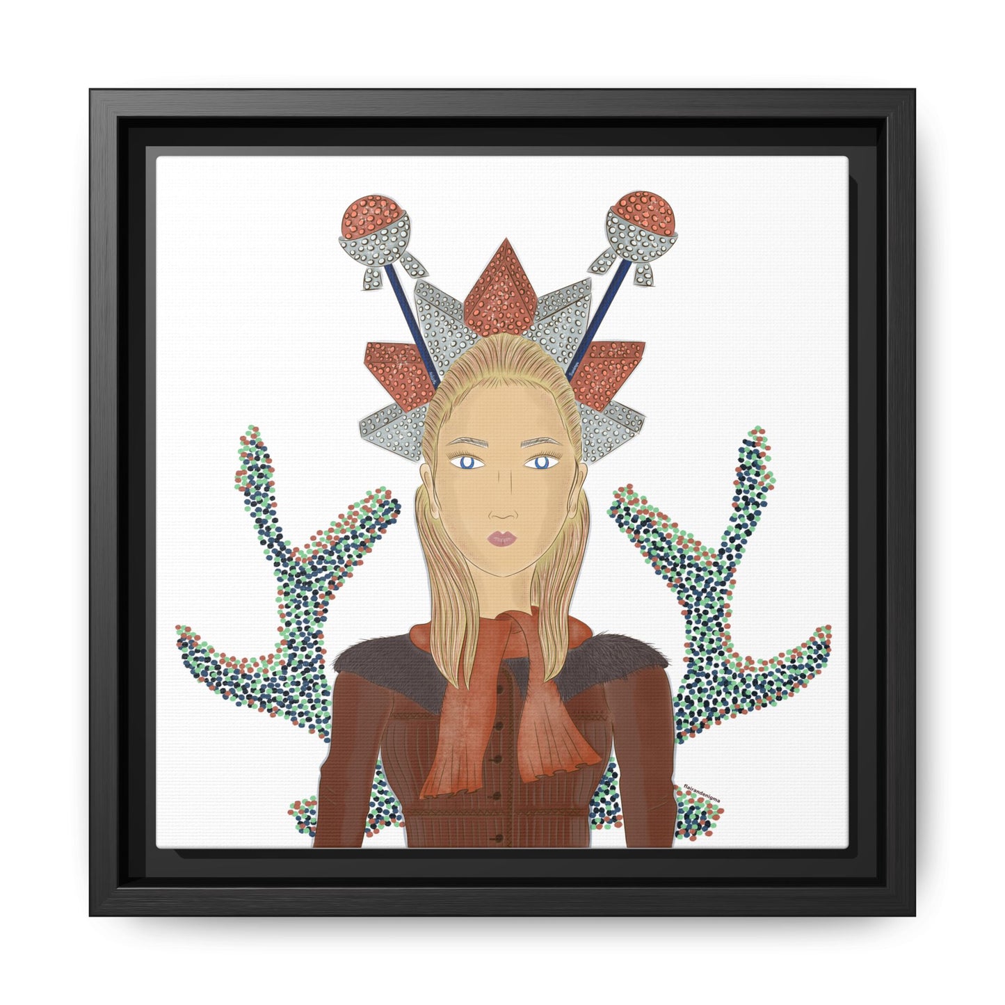 No.30 Girl with the Bling Sculpture Framed Canvas Art Print