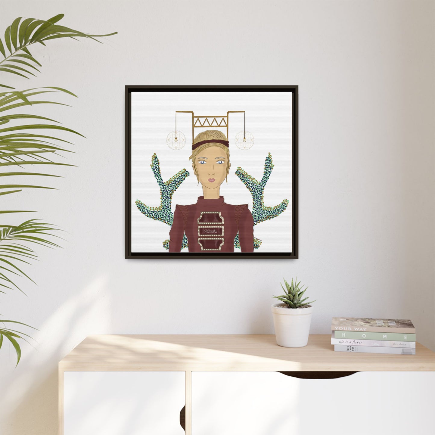 No.36 Girl with the Bar Lights Framed Canvas Art Print