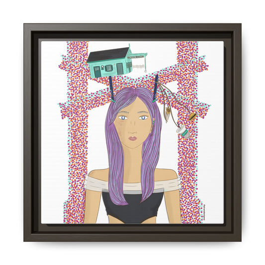 No.39 Girl with the Cove Cottage Framed Canvas Art Print