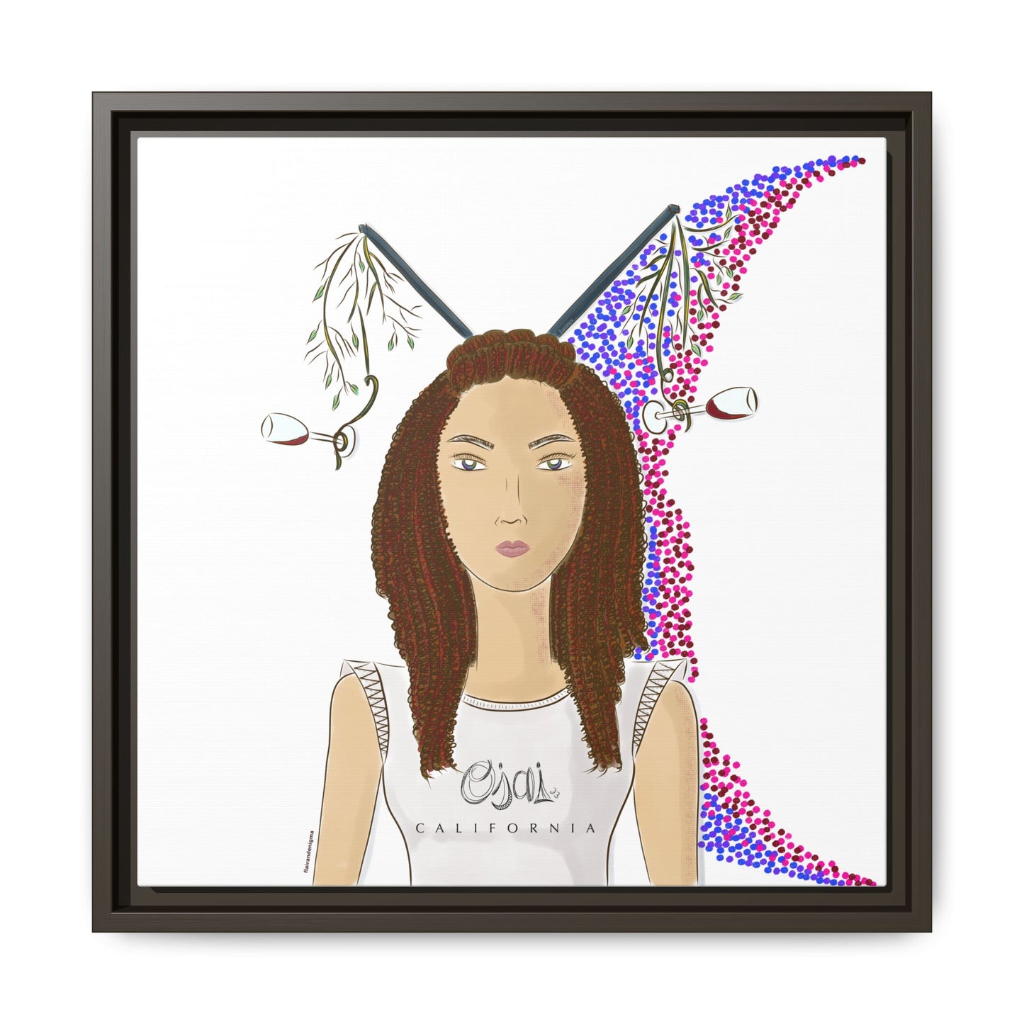 No.5 Girl with the Red Wine Glasses Framed Canvas Art Print